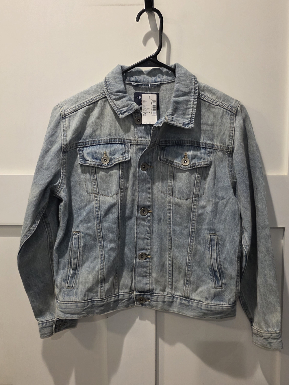 The Children's Place Unisex Kids Blue Denim Jacket Button Front Pockets 10-12y